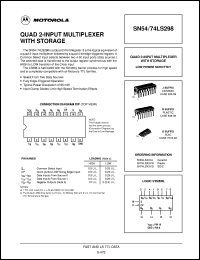 SN54LS298J datasheet: Quad 2-input multiplexer with storage SN54LS298J