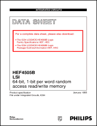 HEF4505BD datasheet: 64-bit, 1-bit per word random access read/write memory HEF4505BD