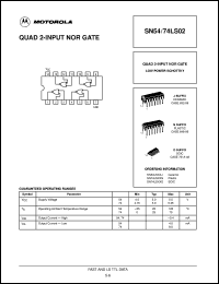 SN74LS02D datasheet: Quad 2-input NOR gate SN74LS02D