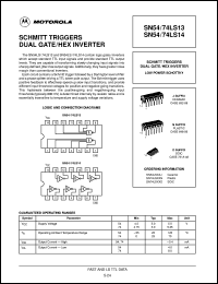 SN54LS13J datasheet: Schmitt trigger dual gate/hex inverter SN54LS13J