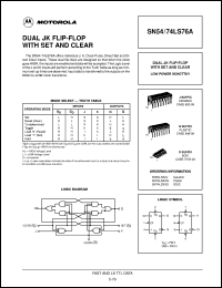 SN54LS76AJ datasheet: Dual JK flip-flop with set and clear SN54LS76AJ