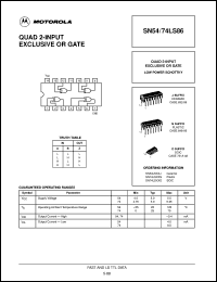 SN54LS86J datasheet: Quad 2-input exclusive OR gate SN54LS86J