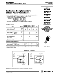 TIP140 datasheet: Darlington complementary silicon transistor TIP140