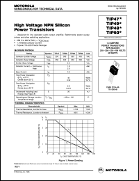 TIP47 datasheet: High voltage NPN silicon power transistor TIP47