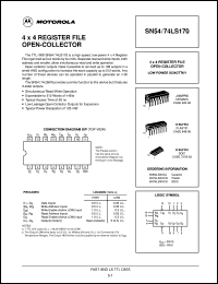 SN54LS170J datasheet: 4 x 4 register file open-collector SN54LS170J