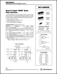 MC14000UBD datasheet: Dual 3-input NOR gate plus inverter MC14000UBD
