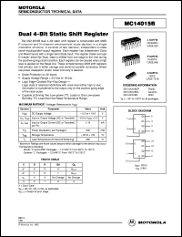 MC14015BCP datasheet: Dual 4-bit static shift register MC14015BCP