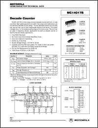 MC14017BCL datasheet: Decade counter MC14017BCL