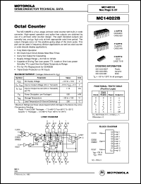 MC14022BCP datasheet: Octal counter MC14022BCP