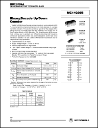 MC14029BCP datasheet: Binary/decade up/down counter MC14029BCP