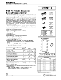 MC14511BDW datasheet: BCD-tp-seven segment latch/decoder/driver MC14511BDW