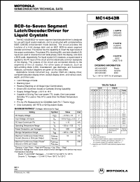 MC14543BCP datasheet: BCD-to-seven segment latch/decoder/driver for liquid crystals MC14543BCP