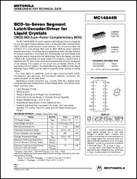 MC14544BCL datasheet: BCD-to-seven segment latch/decoder/driver for liquid crystals MC14544BCL