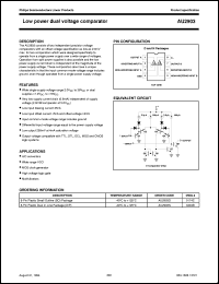 AU2903N datasheet: Low power dual voltage comparator AU2903N