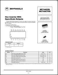 MC74AC05D datasheet: Hex inverter with open-drain outputs MC74AC05D