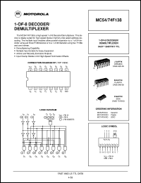 MC54F138J datasheet: 1-of-8 decoder/demultiplexer MC54F138J