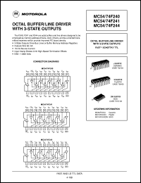 MC74F244DW datasheet: Octal buffer/line driver with 3-state outputs MC74F244DW