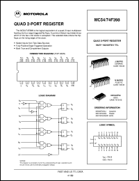 MC54F398J datasheet: Quad 2-port register MC54F398J