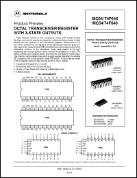 MC54F646J datasheet: Octal transceiver/register with 3-state outputs MC54F646J