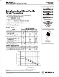 MJE15029 datasheet: Complementary silicon plastic power transistor MJE15029