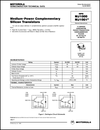 MJ1000 datasheet: Medium-power comlementary silicon transistor MJ1000
