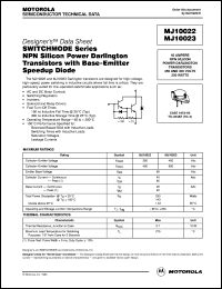 MJ10023 datasheet: NPN silicon power darlington transistor MJ10023