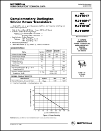 MJ11021 datasheet: Complementary darlington silicon power transistor MJ11021