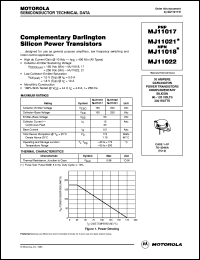 MJ11018 datasheet: Complementary darlington silicon power transistor MJ11018