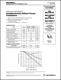MJ15018 datasheet: Complementary silicon power transistor MJ15018