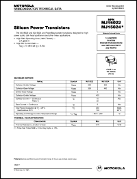 MJ15022 datasheet: Silicon power transistor MJ15022