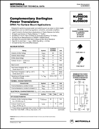 MJD6039 datasheet: Comlementary darlington power transistor MJD6039