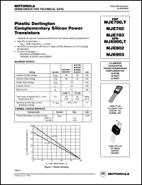 MJE700T datasheet: Plastic darlington complementary silicon power transistor MJE700T