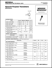 MPS2222A datasheet: General purpose transistor MPS2222A