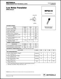 MPSA18 datasheet: Low noise transistor MPSA18