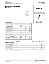 MPSA70 datasheet: Amplifier transistor MPSA70