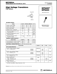 MPSA92 datasheet: High voltage transistor MPSA92