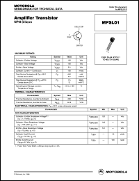 MPSL01 datasheet: Amplifier transistor MPSL01