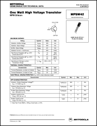 MPSW42 datasheet: One watt high voltage transistor MPSW42