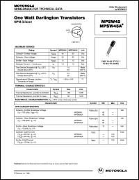 MPSW45A datasheet: One watt darlington transistor MPSW45A