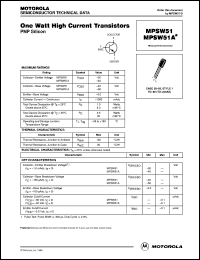 MPSW51A datasheet: One watt high current transistor MPSW51A