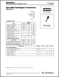 MPSW63 datasheet: One watt darlington transistor MPSW63