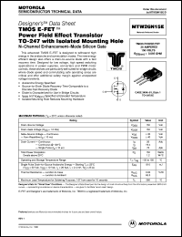 MTW26N15E datasheet: TMOS E-FET  power field effect transistor TO-247 with isolated mounting hole MTW26N15E