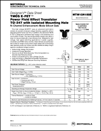 MTW10N100E datasheet: TMOS E-FET  power field effect transistor TO-247 with isolated mounting hole MTW10N100E