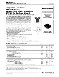 MTV20N50E datasheet: TMOS E-FET  power field effect transistor D3PAK for surface mount MTV20N50E