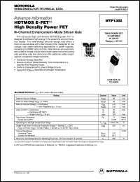 MTP1302 datasheet: HDTMOS E-FET high density  power FET MTP1302