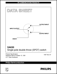 SA630D datasheet: Single pole double throw (SPDT) switch SA630D