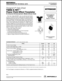 MTP8N50E datasheet: TMOS E-FET power field effect transistor MTP8N50E