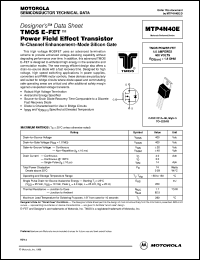 MTP4N40E datasheet: TMOS E-FET power field effect transistor MTP4N40E