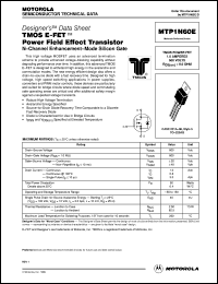 MTP1N60E datasheet: TMOS E-FET power field effect transistor MTP1N60E