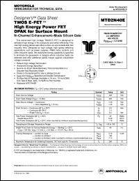 MTD2N40E datasheet: TMOS E-FET high energy power FET D2PAK for surface mount MTD2N40E